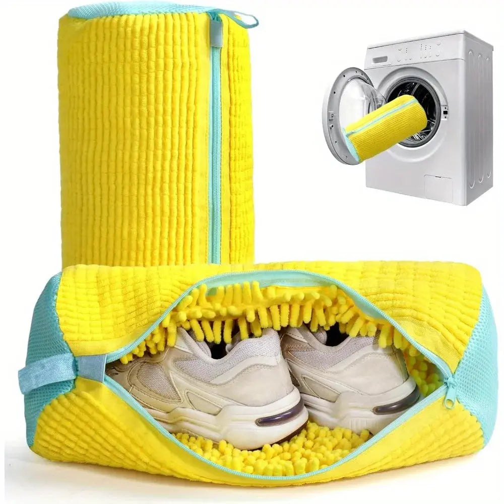 Durable Shoe Washing Machine Bag for All Shoe Types-Yellow with Blue Zipper,Ideal for Sneakers and Casual Shoes,Laundry Wash Bag Urgency or Exclusivity