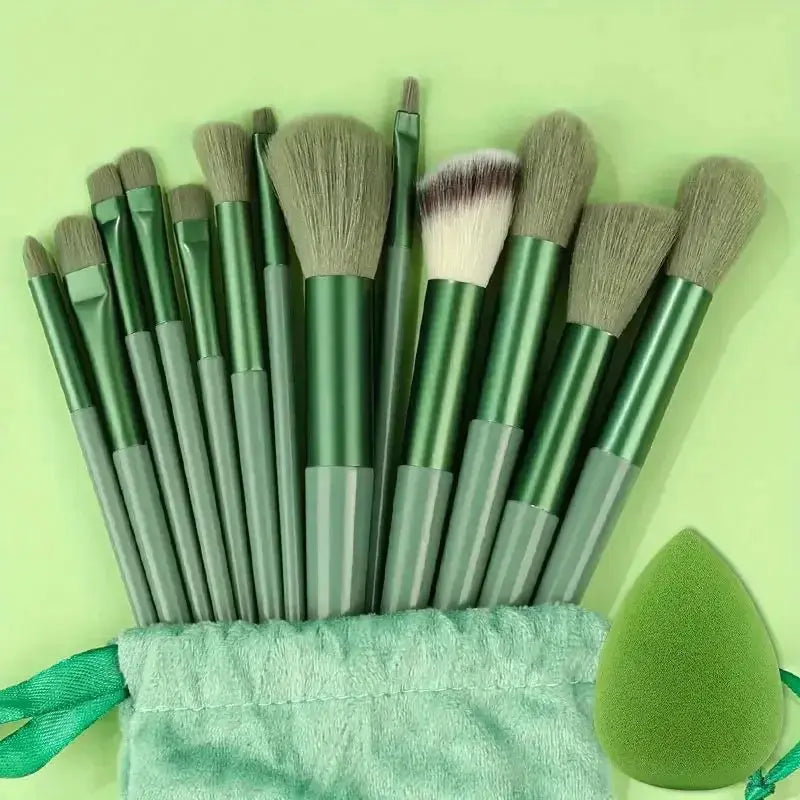 13pcs Premium Synthetic Nylon Bristle Makeup Brush Set - Soft, Gentle, and Cruelty-Free for Flawless Foundation, Blush, Powder, Hint at Urgency or Exclusivity