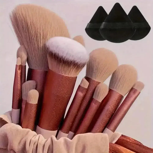 13pcs Premium Synthetic Nylon Bristle Makeup Brush Set - Soft, Gentle, and Cruelty-Free for Flawless Foundation, Blush, Powder, Hint at Urgency or Exclusivity