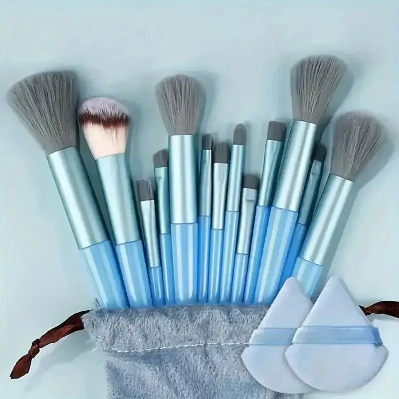 13pcs Premium Synthetic Nylon Bristle Makeup Brush Set - Soft, Gentle, and Cruelty-Free for Flawless Foundation, Blush, Powder, Hint at Urgency or Exclusivity