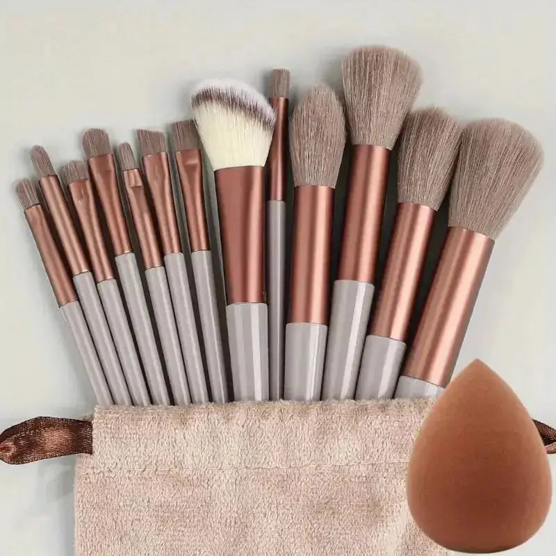 13pcs Premium Synthetic Nylon Bristle Makeup Brush Set - Soft, Gentle, and Cruelty-Free for Flawless Foundation, Blush, Powder, Hint at Urgency or Exclusivity