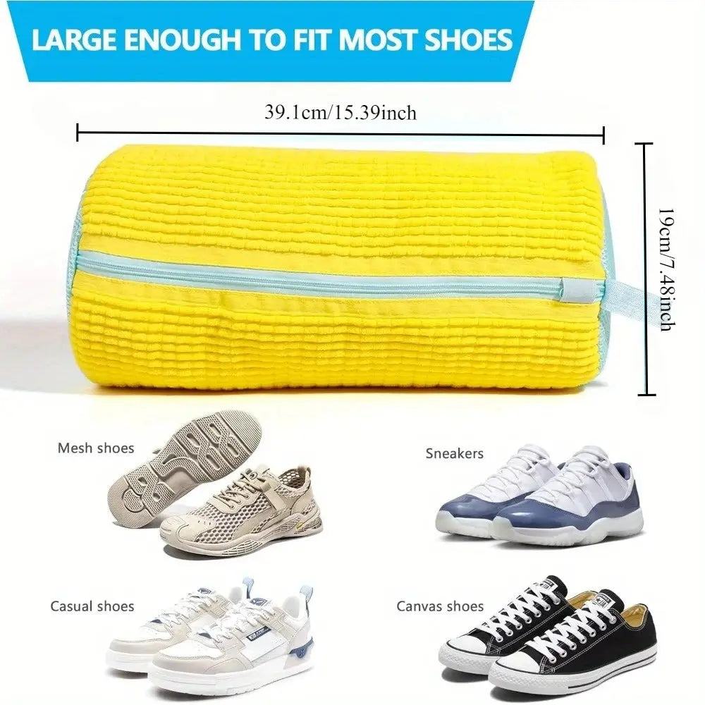 Durable Shoe Washing Machine Bag for All Shoe Types-Yellow with Blue Zipper,Ideal for Sneakers and Casual Shoes,Laundry Wash Bag Urgency or Exclusivity