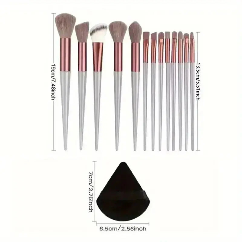 13pcs Premium Synthetic Nylon Bristle Makeup Brush Set - Soft, Gentle, and Cruelty-Free for Flawless Foundation, Blush, Powder, Hint at Urgency or Exclusivity